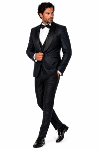 Costum de Ocazie Slim Fit în 4 Piese cu Papion Inclus Nathan Bleumarin - Img 3