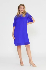 Rochie albastra din matase naturala