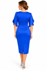 Rochie albastra din saten Luna - Img 4