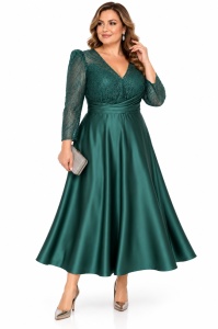 Rochie de ocazie din saten verde Anna