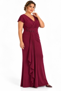 Rochie elegantă din lycra bordo Adelia - Img 3