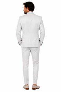 Smoking Slim Fit din 4 Piese cu Papion Inclus Grayson gri deschis - Img 5