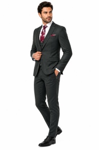 Costum barbati slim fit Fergus gri inchis - Img 2