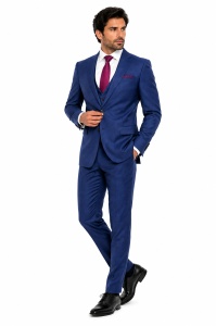 Costum barbati slim fit Lawrence albastru - Img 3