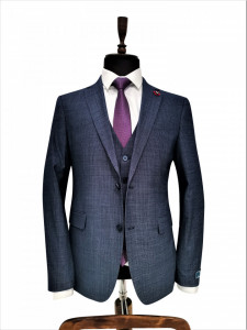 Costum gri-bleu slim fit