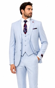 Costum barbati slim fit, talia 0 Christian bleu - Img 4