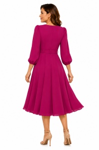 Rochia 'Alma' fucsia evazată cu cataramă - Img 5