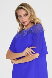 Rochie albastra din matase naturala