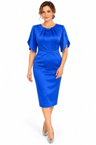 Rochie albastra din saten Luna - Img 3