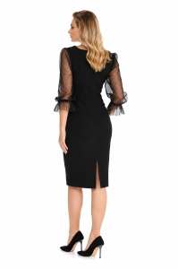 Rochie conică cu mâneci din tulle sidefat Nadine - Img 5