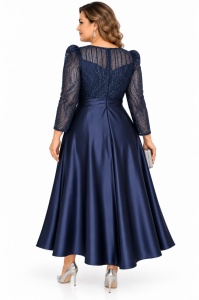 Rochie de ocazie din saten bleumarin Anna - Img 4