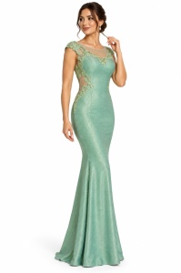 Rochie eleganta din lurex verde Vera - Img 3