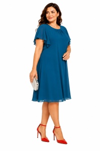 Rochie lejeră bleu-turcoaz din voal Tessa - Img 2