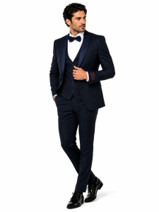 Smoking Slim Fit din 4 Piese Wayne Bleumarin Inchis - Img 4