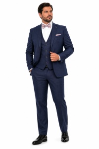 Costum barbati slim fit marimi mari Dennis bleumarin - Img 2