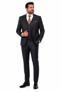 Costum barbati slim fit marimi mari Fergus gri inchis - Img 2