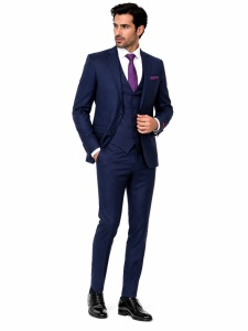 Costum barbati slim fit Marvin bleumarin - Img 3