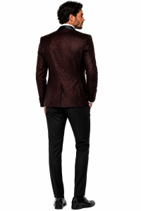 Costum de Ocazie Slim Fit în 4 Piese cu Papion Inclus Nathan Bordo - Img 4