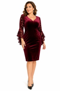 Rochie dreapta din catifea bordo Monica