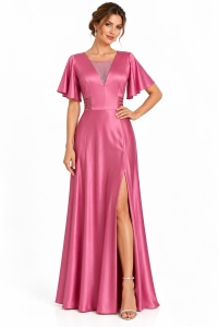 Rochie lungă de ocazie roz Monica