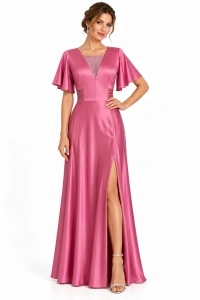 Rochie lungă de ocazie roz Monica
