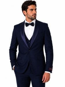 Smoking Slim Fit de 4 Piese cu Papion Inclus Adam bleumarin