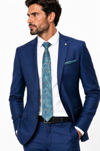 Costum barbati slim fit Frank albastru talia 0