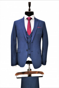 Costum barbati slim fit Lawrence albastru