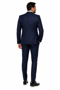 Costum barbati slim fit, marimi mari Christian bleumarin - Img 5