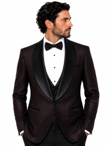 Costum de Ocazie Slim Fit în 4 Piese cu Papion Inclus Nathan Bordo