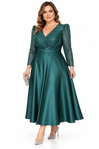 Rochie de ocazie din saten verde Anna - Img 3
