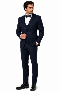 Smoking Slim Fit din 4 Piese Wayne Bleumarin - Img 4