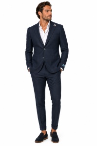 Costum barbati de in slim fit Walter bleumarin - Img 2
