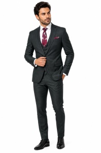 Costum barbati slim fit Fergus gri inchis - Img 4