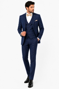 Costum barbati slim fit, talia 1 Christian bleumarin deschis - Img 2