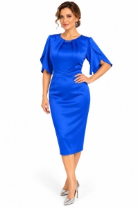 Rochie albastra din saten Luna