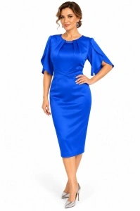 Rochie albastra din saten Luna