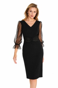 Rochie conică cu mâneci din tulle sidefat Nadine
