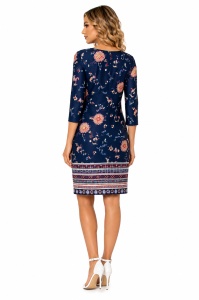 Rochie de zi dreapta bleumarin cu imprimeu Ella - Img 4