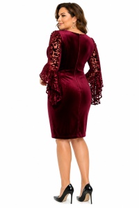 Rochie dreapta din catifea bordo Monica - Img 5