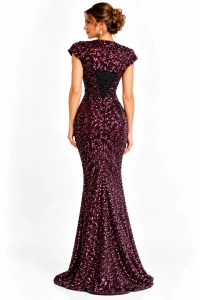 Rochie elegantă din paiete bordo Priscilla - Img 4