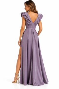 Rochie eleganta din tafta Natalie mauve-pudrat - Img 4