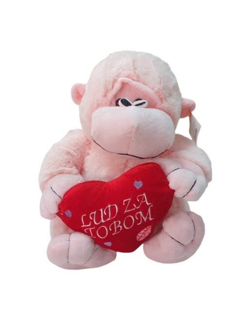 Plišani majmun sa srcem roze