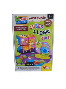 Montesori edukativna drvena slagalica cubes & logic 2u1