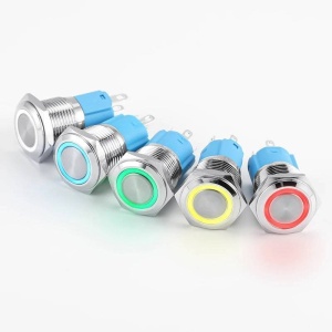 BUTON ANTIVANDAL 16mm LED ALBASTRU 12-24V FARA RETINERE