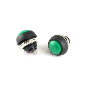 PUSH BUTON 12 mm VERDE FARA RETINERE