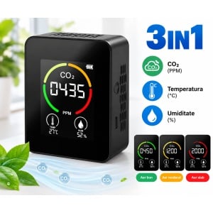 DETECTOR DE DIOXID DE CARBON TESTER CALITATE AER, BLACK
