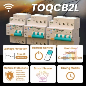 DISJUNCTOR SMART RCBO 4P 1-63A 30-500mA CU POWER METER ZIGBEE TOQCB2L TONGOU - Img 3