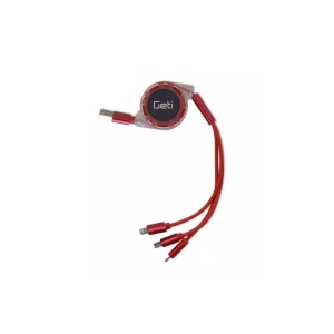 CABLU USB INCARCARE 3 IN 1 ROSU