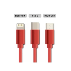 CABLU USB INCARCARE 3 IN 1 ROSU - Img 2